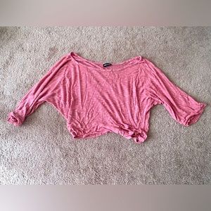 Cute Pink Flowy Cropped Shirt
